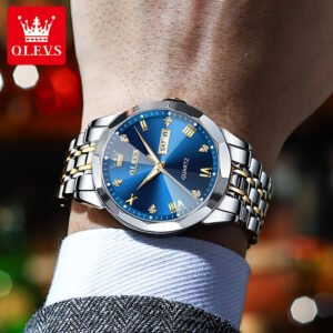 OLEVS 9931G New Exclusive Design Quartz Watch for Men blue - Image 4