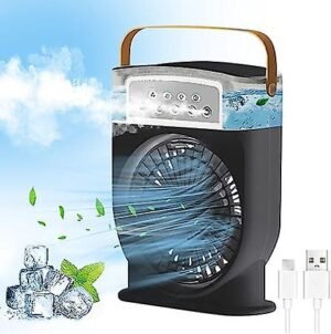 3 In 1 Air Cooling USB Fan with LED Night Light Water Fan - Image 2