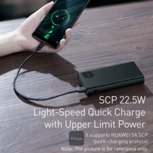 Baseus Adaman 20000mAh 22.5W Metal Power Bank with Digital Display – Black - Image 7